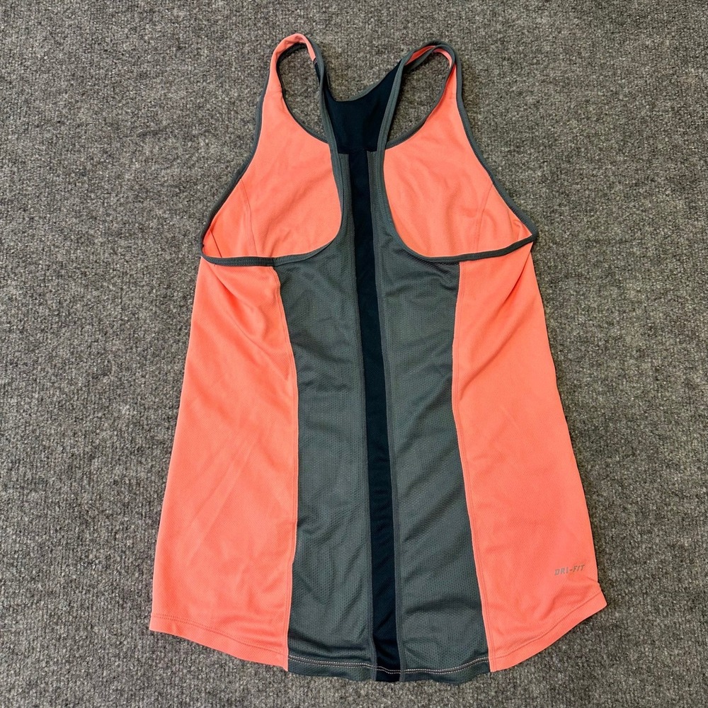 Nike Tank Top Womens Size S Coral Pink Grey Dri-Fit Racerback Mesh Activewear